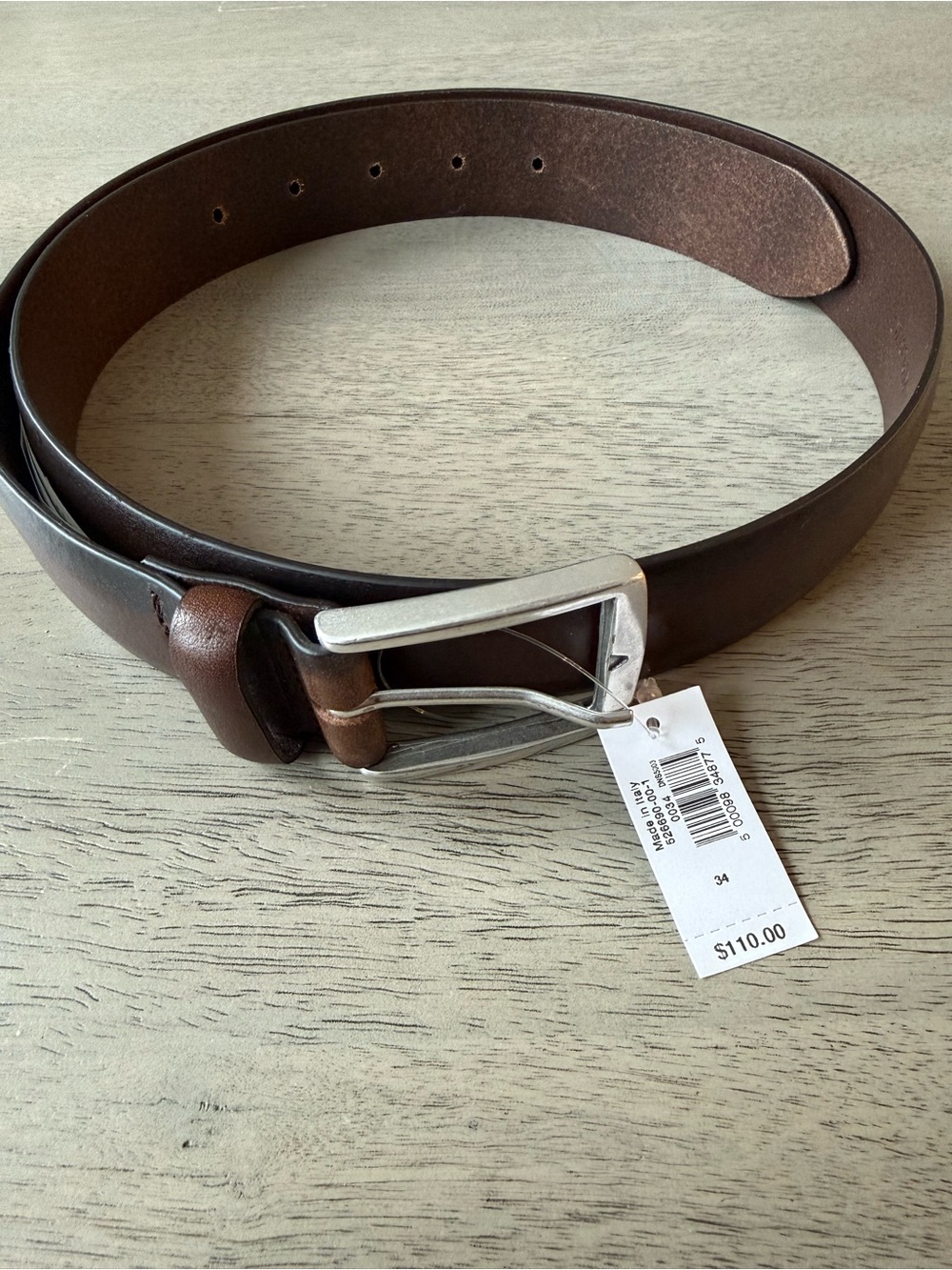 NWT Men's Banana Republic Brown Italian Leather Belt (size 34)